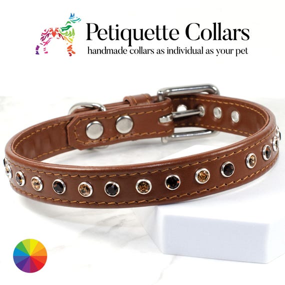 Swarovski Crystal Leather Dog Collar – Handmade Custom Collar for