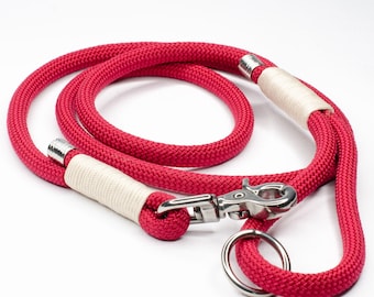 Raspberry and Cream Rope Dog Lead | Paracord Dog Lead | PPM Rope Lead | Durable Rope Dog Leash