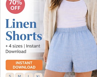 Patrón de costura para pantalones cortos de lino para mujer – Corte holgado, con bolsillos (patrón en PDF)