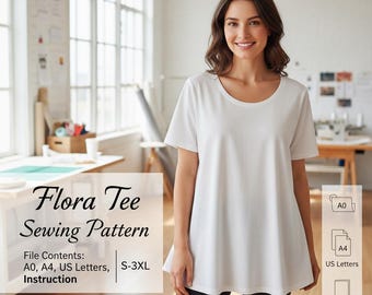Flora Tee Schnittmuster | Frauen Relaxed Fit T-Shirt (Digitales PDF-Muster)