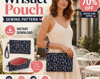 Florale Handgelenktasche Schnittmuster - Anfängerfreundliche Reisetasche als digitaler Download