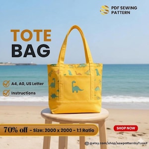 Quilt Patch Tote Bag Sewing Pattern PDF| Patchwork Tote Pattern| Beginner Friendly Bag Tutorial| A0 A4 US Letter Printable| Digital Download