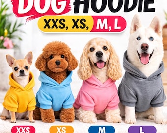 Patrón de costura para sudadera con capucha para perro, tallas XXS-5XL, ropa para mascotas en formato PDF (descarga instantánea)