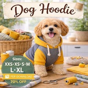 犬用型紙、XXS～5XL、犬用パーカー型紙、PDFペット用型紙、犬用型紙、即時ダウンロード、ペット用型紙、犬用型紙