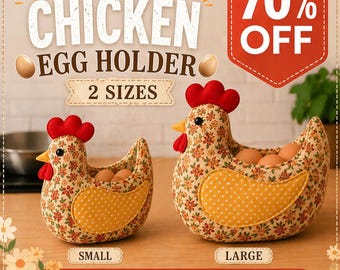 Patrón de costura para soporte de huevos de gallina / Organizador de cestas para gallinas estilo granja (descarga en PDF)