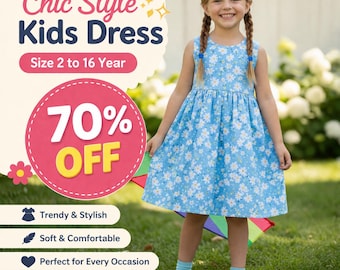 Chique stijl kinderjurk naaipatroon | Mouwloze zomer DIY voor meisjes (1-16 jaar) (digitale download)