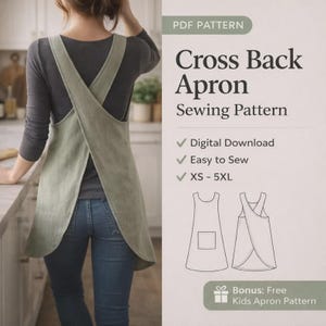 クロスバックエプロンの型紙｜和風、初心者向け（デジタルダウンロード）