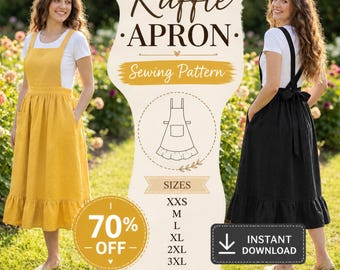 Patrón de costura en PDF para vestido delantal con lazo lateral / Vestido Milkmade / Vestido delantal tipo peto / Delantal de jardín / Vestido de lino de verano / Costura de delantal con espalda cruzada