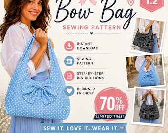 Patrón de costura para bolso hobo reversible, bolso tote fácil de usar para principiantes (PDF), videotutorial.