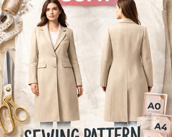 Patrón de costura para gabardina / Abrigo entallado, corte A (Descarga digital)