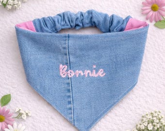 Op maat gemaakte denim slip-on pet-bandana