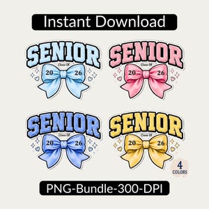 Senior 2026 Coquette PNG Bundle Mom Shirt, Class of 2026 Graduation Sublimation, Chenille Patch Doodles, Varsity Digital Download