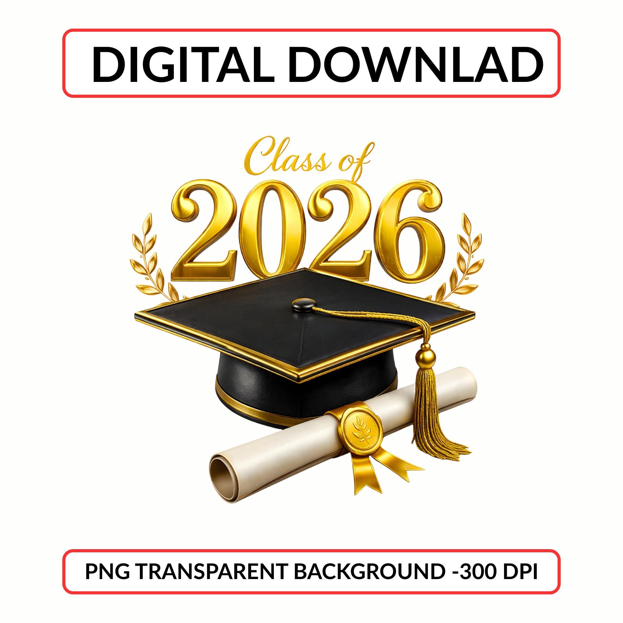 Class of 2026 Clipart – Graduation Cap Design for Cardmaking ...