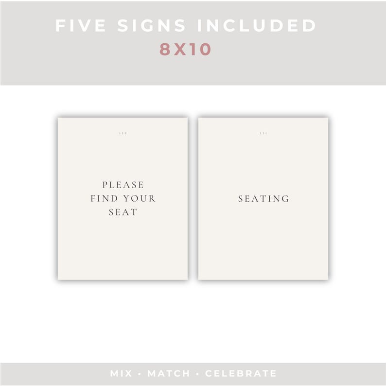 Seating Signs Editable Seating Sign Canva Template | Find Your Seat + Reserved Signs ...