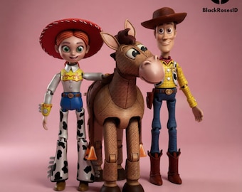 Toy Story Articated 3D Modelle: Woody, Jessie, Bullseye (Digitaler Download)