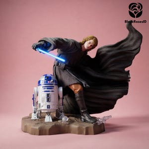 Anakin Skywalker STL 3D-modell | Star Wars Jedi-staty | Fullstorlek + Byst + Nyckelring | Förstödd LYS STL | 217 mm figur