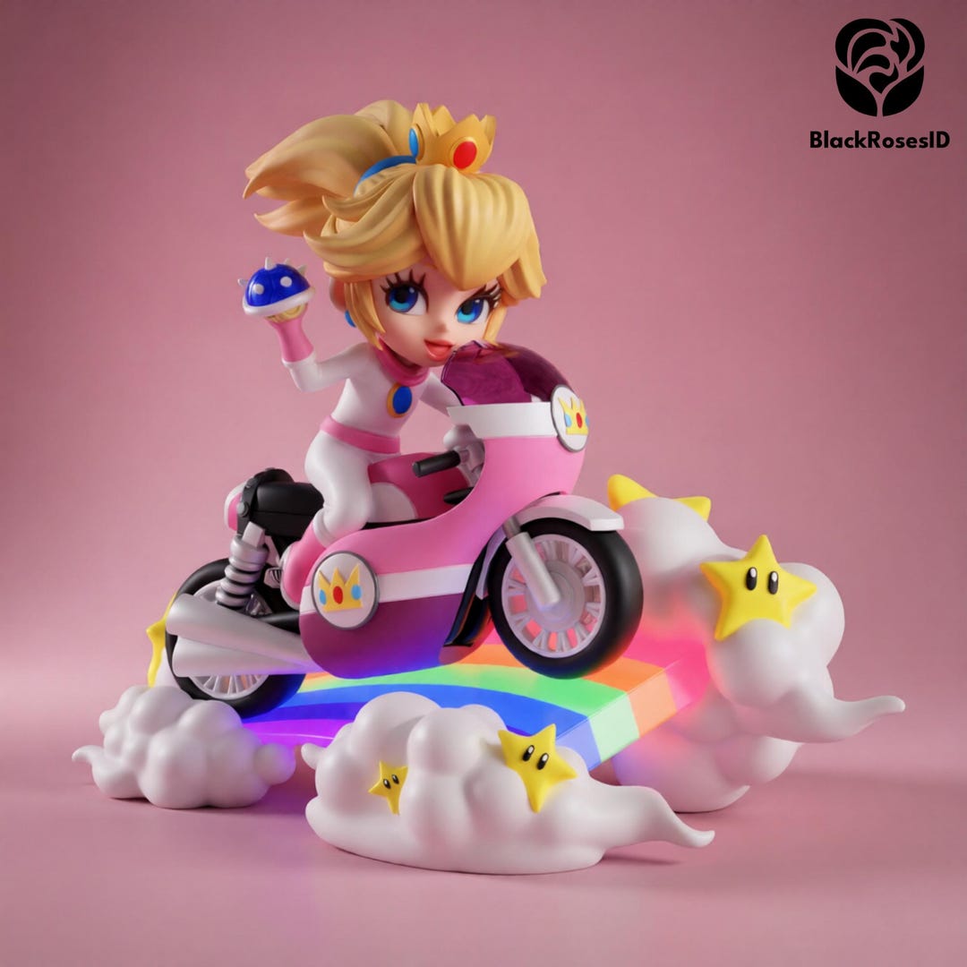 Princess Peach Chibi STL 3D Model Cute Kart Style Figure Pre-supported ...