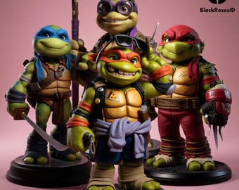Toon Ninja Turtle Squad STL Bundle: Stilisierter Krieger (Digitaler Download)