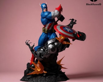 Captain America vs Ultron 1:6 Scale Statue Model | Wielding Mjolnir, Shield (Digital Download)
