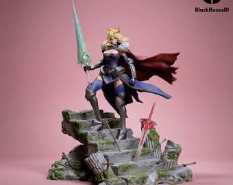 Modelo 3D STL de la Reina Lancera Sagrada / Estatua de Anime de Caballero Real (Descarga Digital)