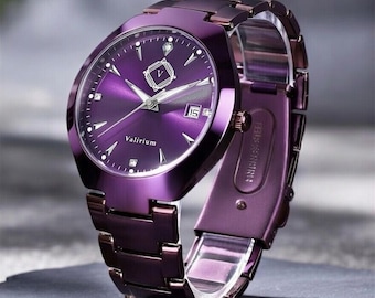 Vibrant Purple Minimalist Watch | Unisex Sleek Stainless Steel Wristwatch for Men & Women