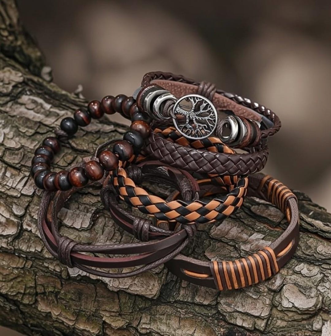Tree of Life Bracelet Set – Braided Vegan Leather Boho Wristbands - Etsy