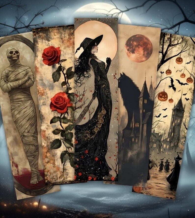 Gothic Horror Bookmarks - Dark Art Page Markers, Macabre Reader Gift - Etsy