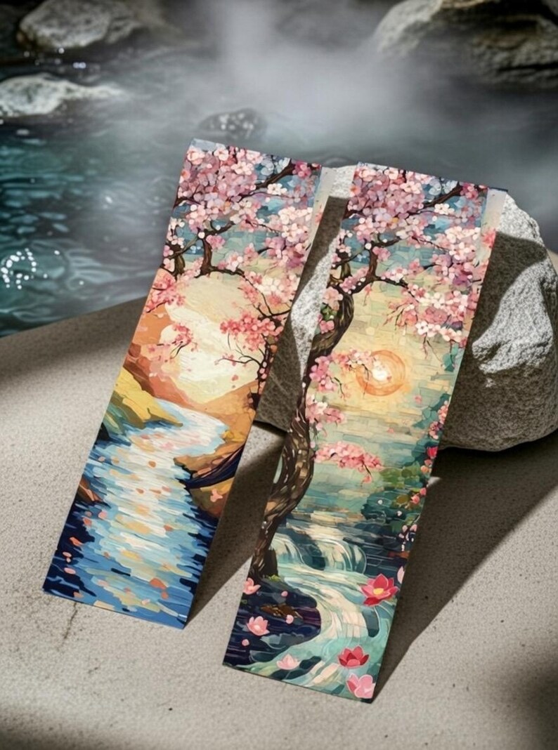 Cherry Blossom River Bookmarks | Set of 30 Dreamy Watercolour Art Page ...