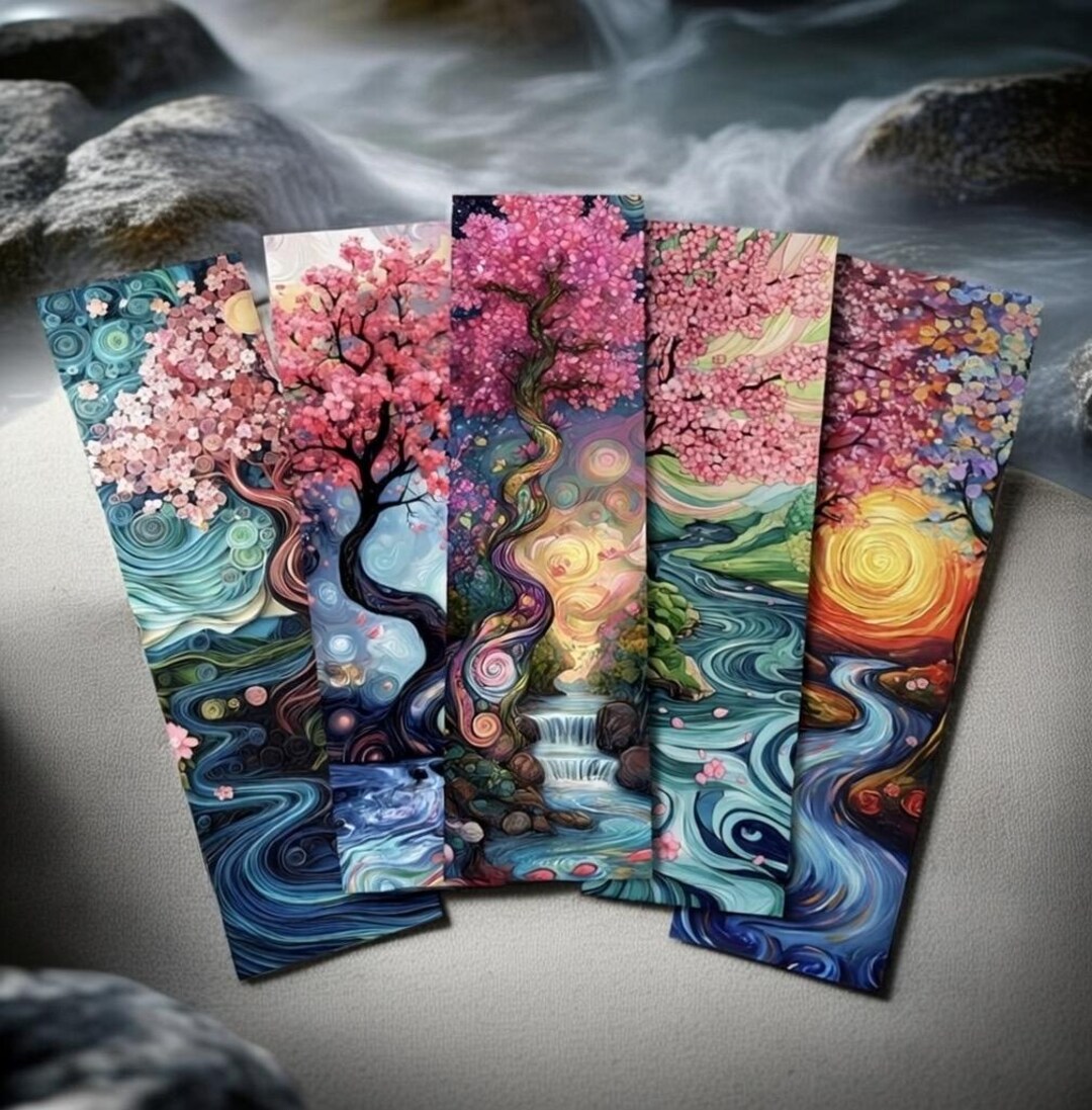 Cherry Blossom River Bookmarks | Set of 30 Dreamy Watercolour Art Page ...