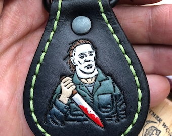 Michael Myers leather keychain