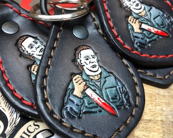 Michael Myers leather keychain
