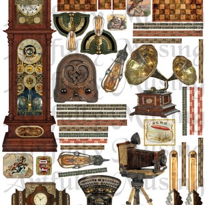 Steampunk Explorers Study Collage Sheet- Digital Printable - Instant Download (1779)