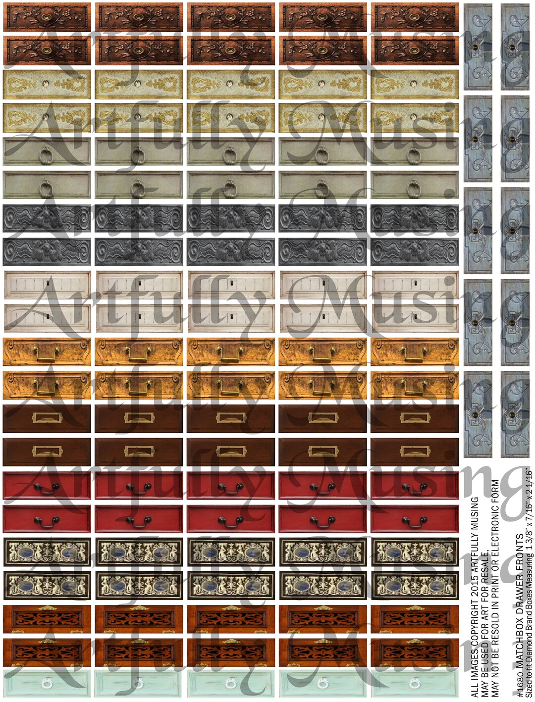 Matchbox Drawer Front Furnishings Collage Sheet- Digital Printable ...