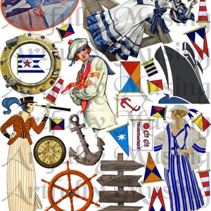 The Sea Calls To Me Collage Sheet- Digital Printable - Instant Download (1643)