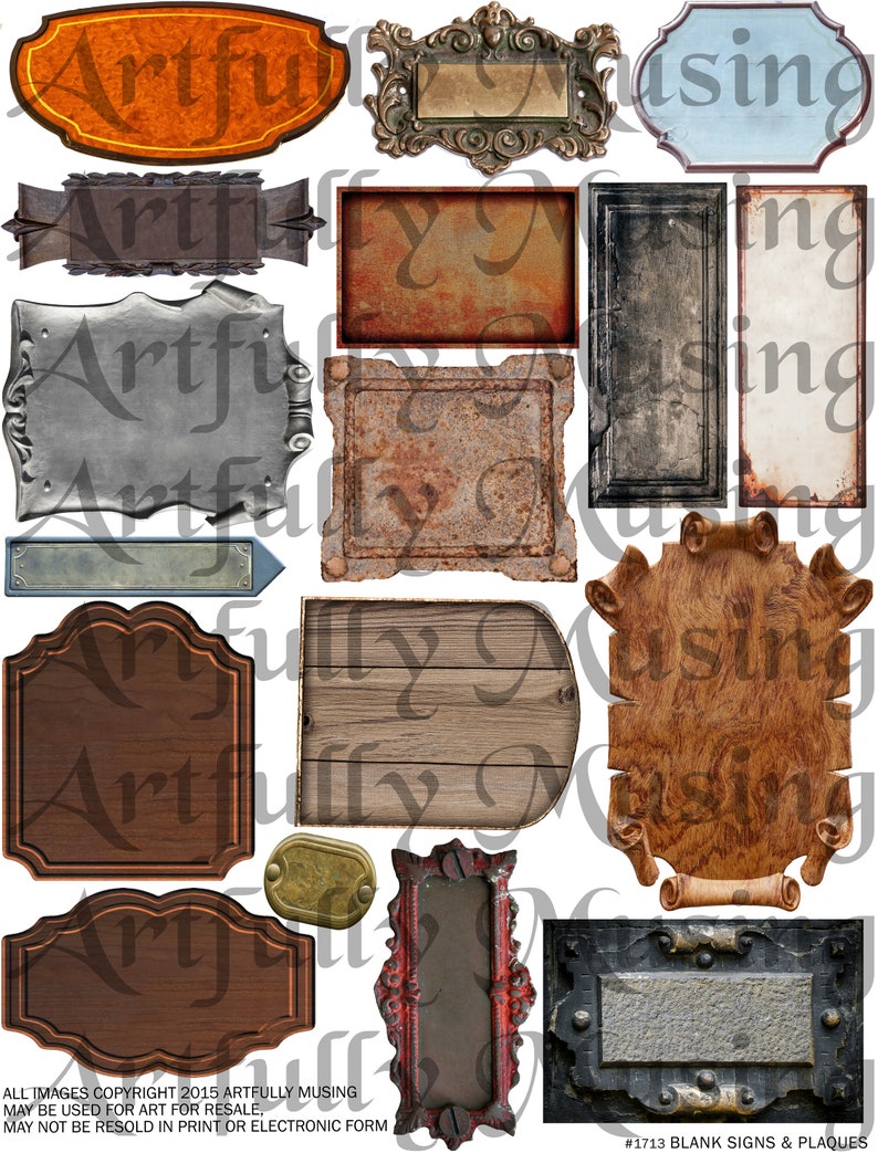 Blank Vintage Signs & Plaques Architecture Collage Sheet Etsy