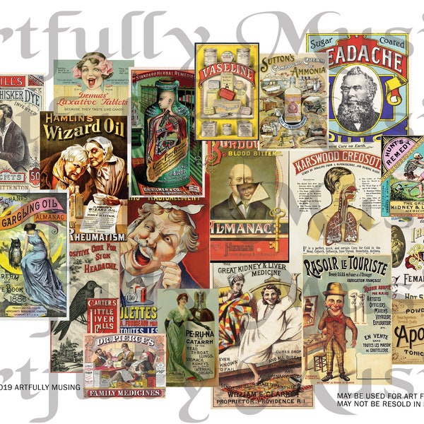 Vintage Drugstore Ads- Separate Images -  Digital Image Set Clip Art - Digital Printable - Instant Download (5077)