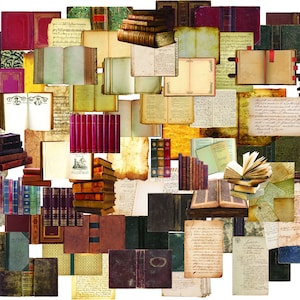 Libros antiguos, papel, música y pergamino: 67 imágenes independientes, conjunto de imágenes digitales, imágenes prediseñadas, imprimibles digitales, descarga instantánea (5053)