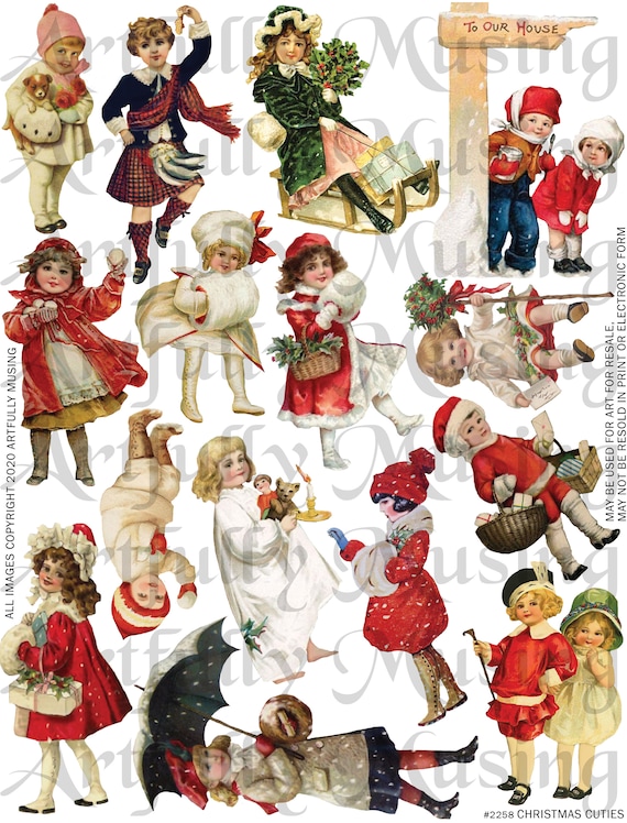 Christmas Cuties Collage Sheet Set Digital Printable | Etsy