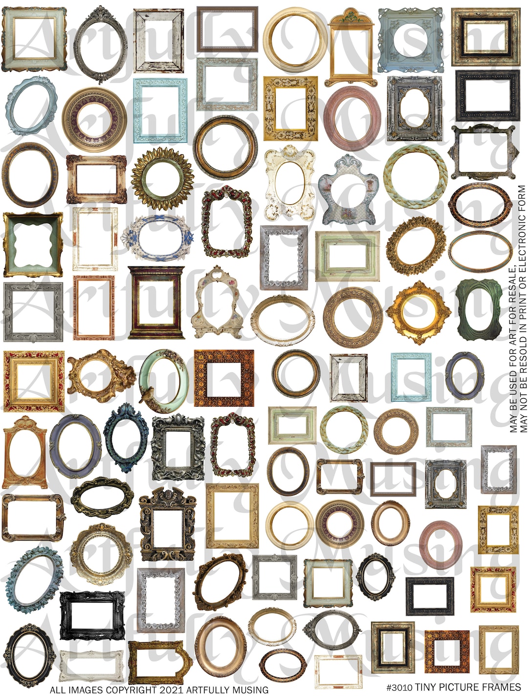 Tiny Picture Frames Collage Sheet Digital Printable Instant Download