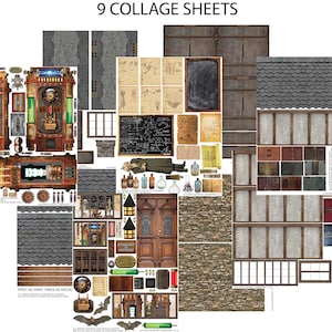 9 Collage Sheet Set - Mad Scientist - Grimsley Village - Digitaal Afdrukbaar - Instant Download (1749)