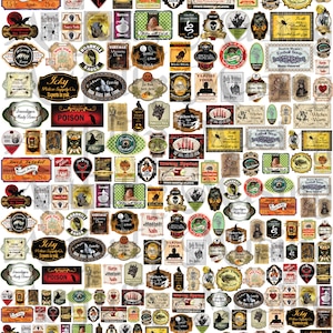 Mini etichette per alimenti, bevande e pozioni di Halloween - Set di fogli collage - Stampabile digitale - Download istantaneo (2257)
