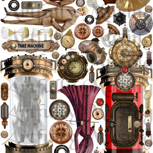STEAMPUNK PARTS Digital Printable Collage Sheet Vintage - Etsy