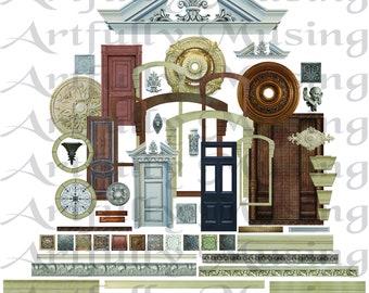 Architectural Trims 1:12 scale - 61 Separate Images -  Digital Image Set Clip Art - Digital Printable - Instant Download (5061)
