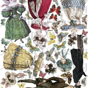 1830s Gents & Ladies Fashion #1  Collage Sheet - Digital Printable - Instant Download (1740)
