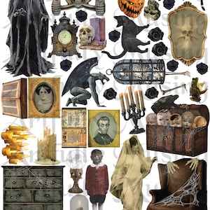 HOUSE OF HORROR #1  Halloween Collage Sheet- Digital Printable - Instant Download (2239)