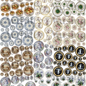 Miniature Plate Settings #1 Collage Sheet- Digital Printable - Instant Download (2270)
