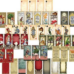 Gran juego de imágenes digitales de Alicia en el País de las Maravillas Domino 53 Imágenes Separadas - Imprimible Digital - Descarga Instantánea (5050)
