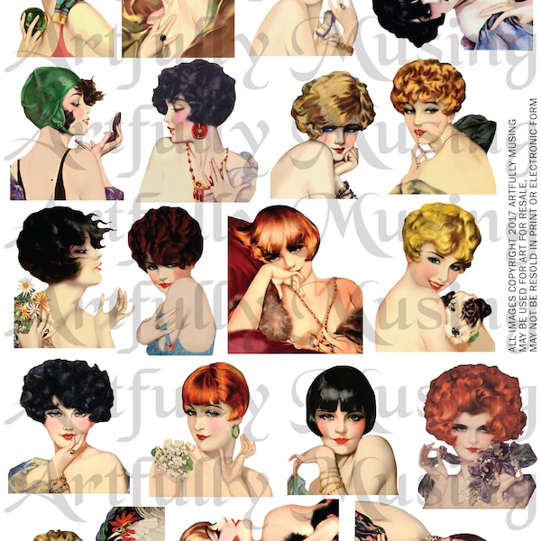 Sassy Beauties 1920's Women Collage Sheet- Digital Printable - Instant Download (1774)