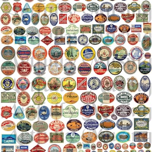 Mini & Tiny Travel Luggage Labels Collage Sheet- Digital Printable - Instant Download (3021)