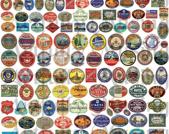 Mini & Tiny Travel Luggage Labels Collage Sheet- Digital Printable - Instant Download (3021)